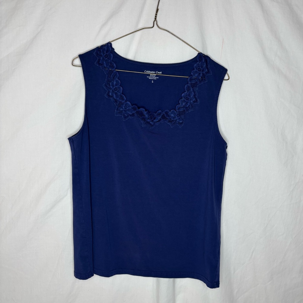 Coldwater Creek women’s tank/sleeveless top sizeL/14 lace details at collar